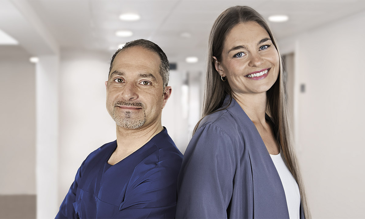 Ortopædkirurg Mohammed Jafar og Kundeserviceleder Mette Halling Ørby.