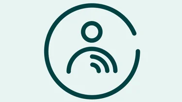 Ikon for person på tyrkis baggrund.