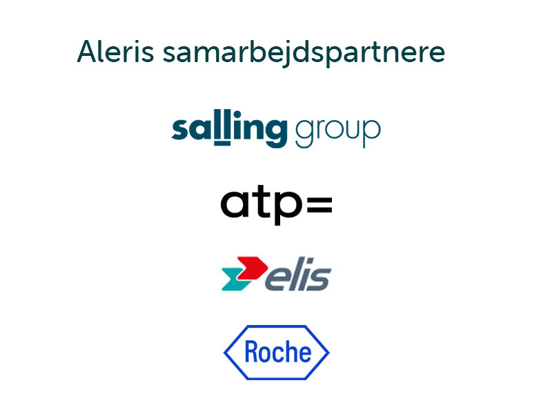 Aleris samarbejdspartnere. ATP logo, Elis logo, Roche logo, Salling Group logo.